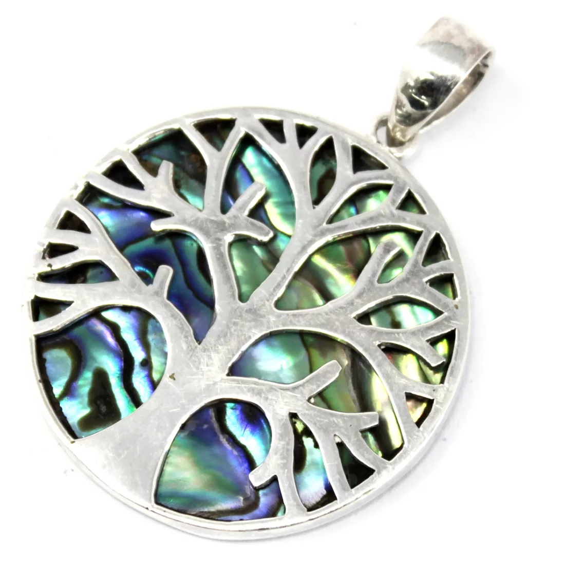 Tree of Life Silver Pendant 30mm – Abalone