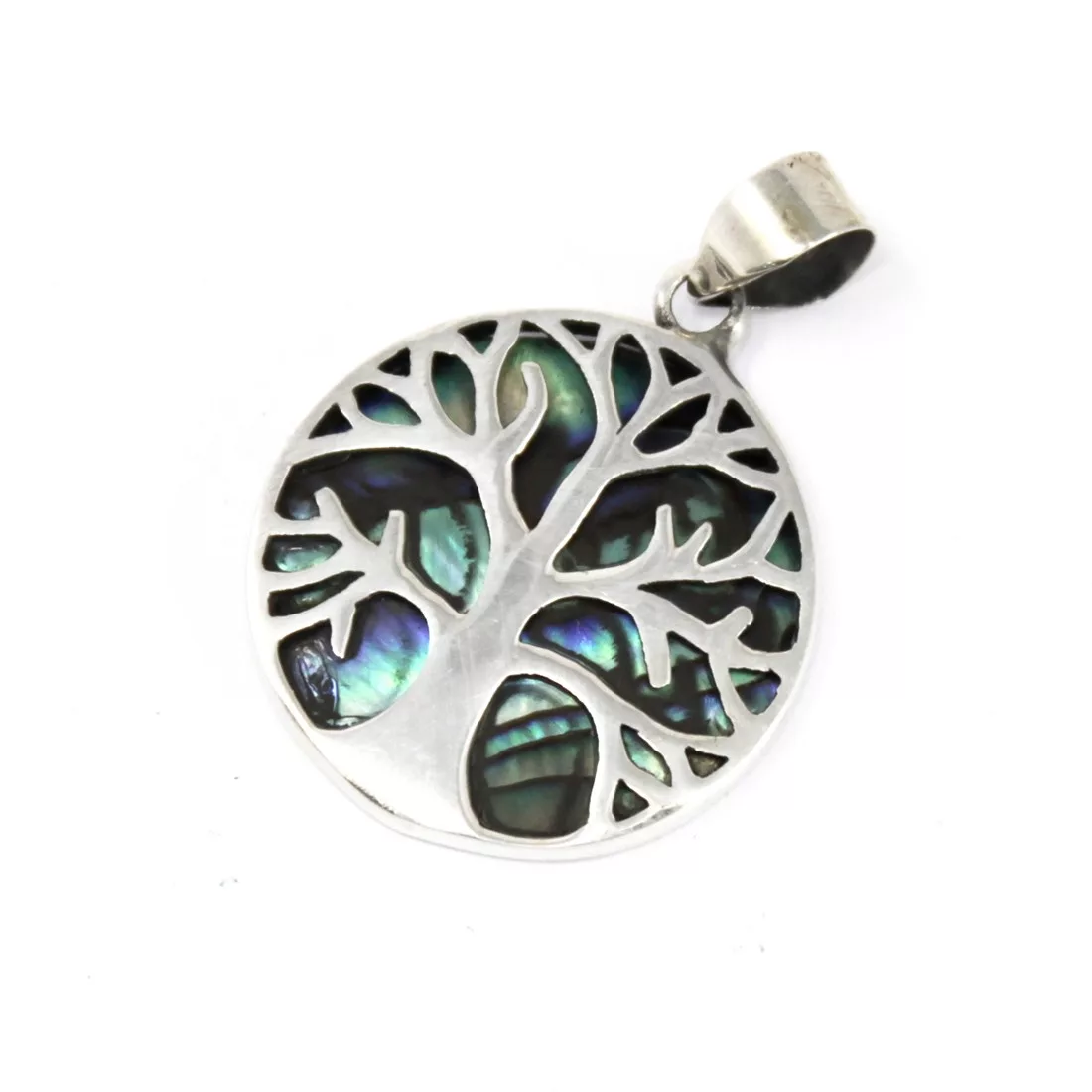 Tree of Life Silver Pendant 22mm – Abalone