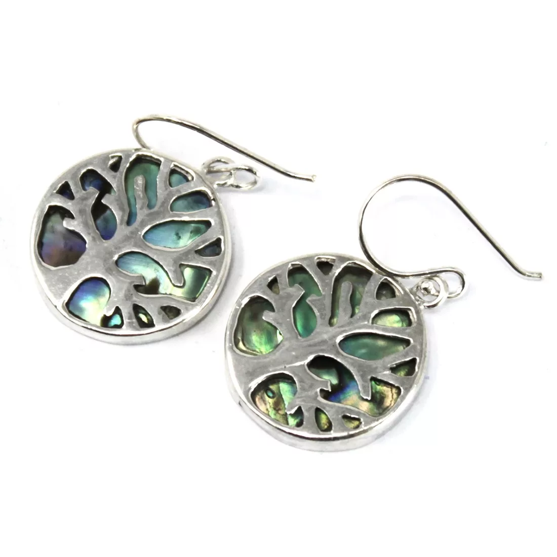 Tree of Life Silver Earrings 15mm – Abalone