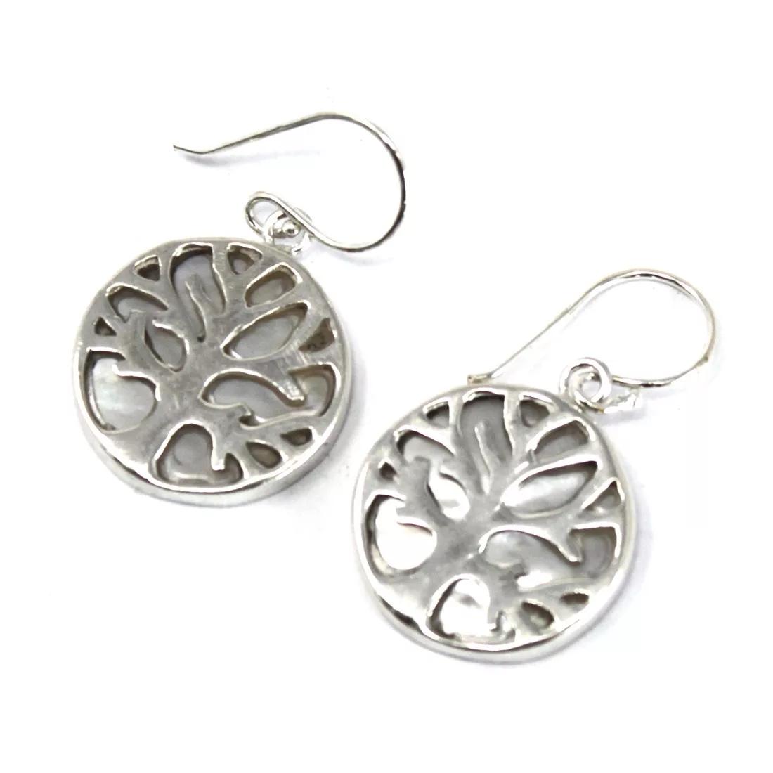 Tree of Life Silver Earrings 15mm – Mother of Pearl
