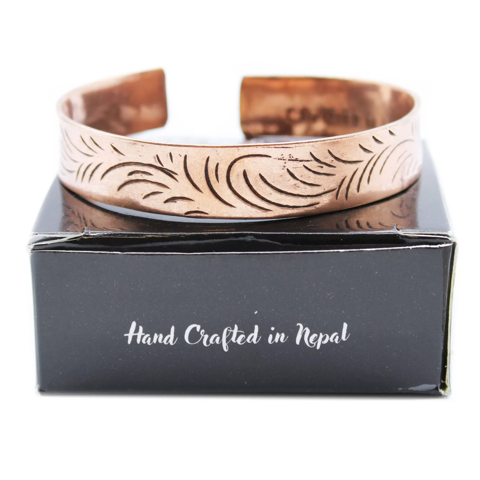Copper Tibetan Bracelet – Wide Tribal Swirls