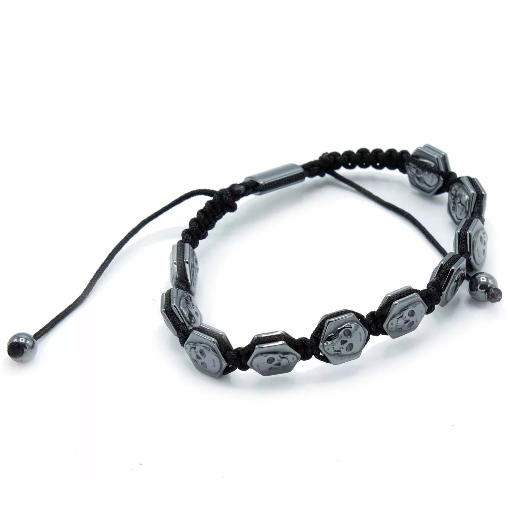 Magnetic Hematite Shamballa Bracelet –  Hexagon Skulls