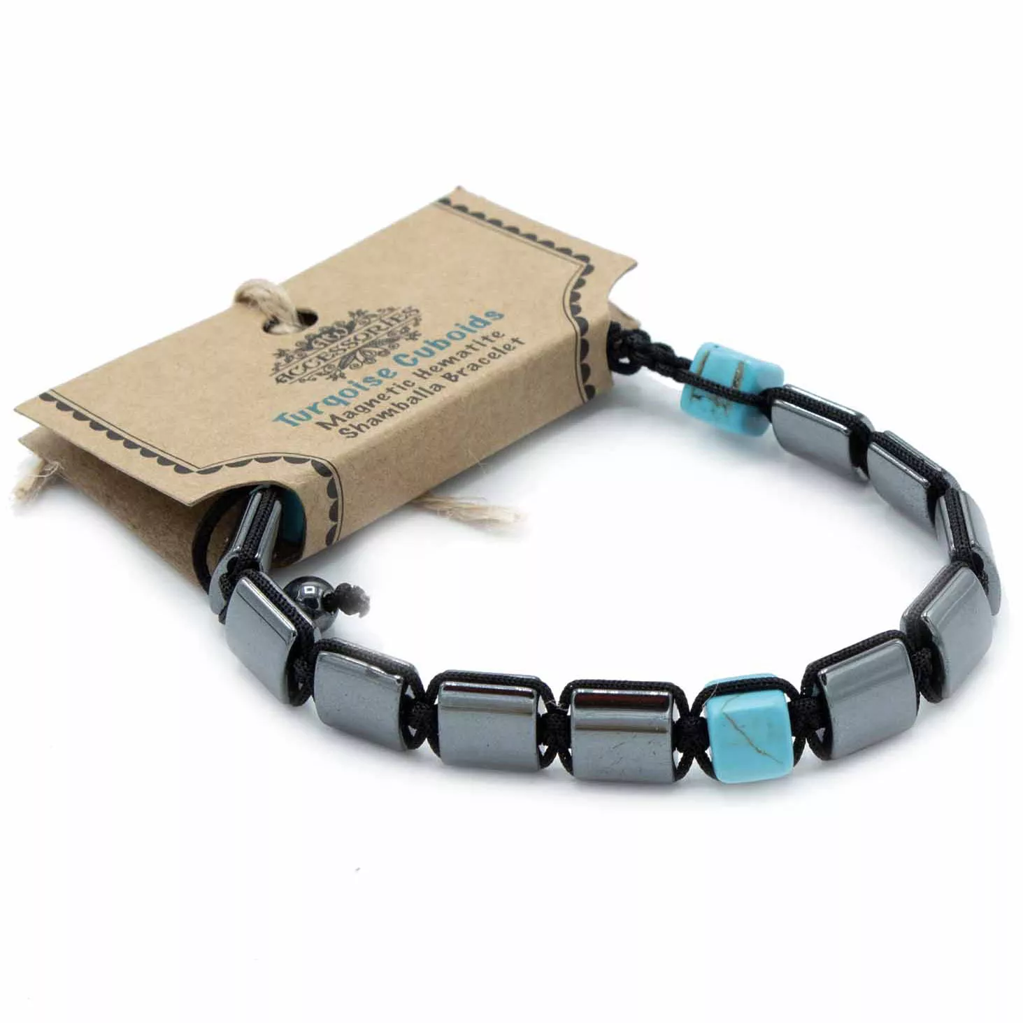 Magnetic Hematite Shamballa Bracelet – Turqoise Cuboids