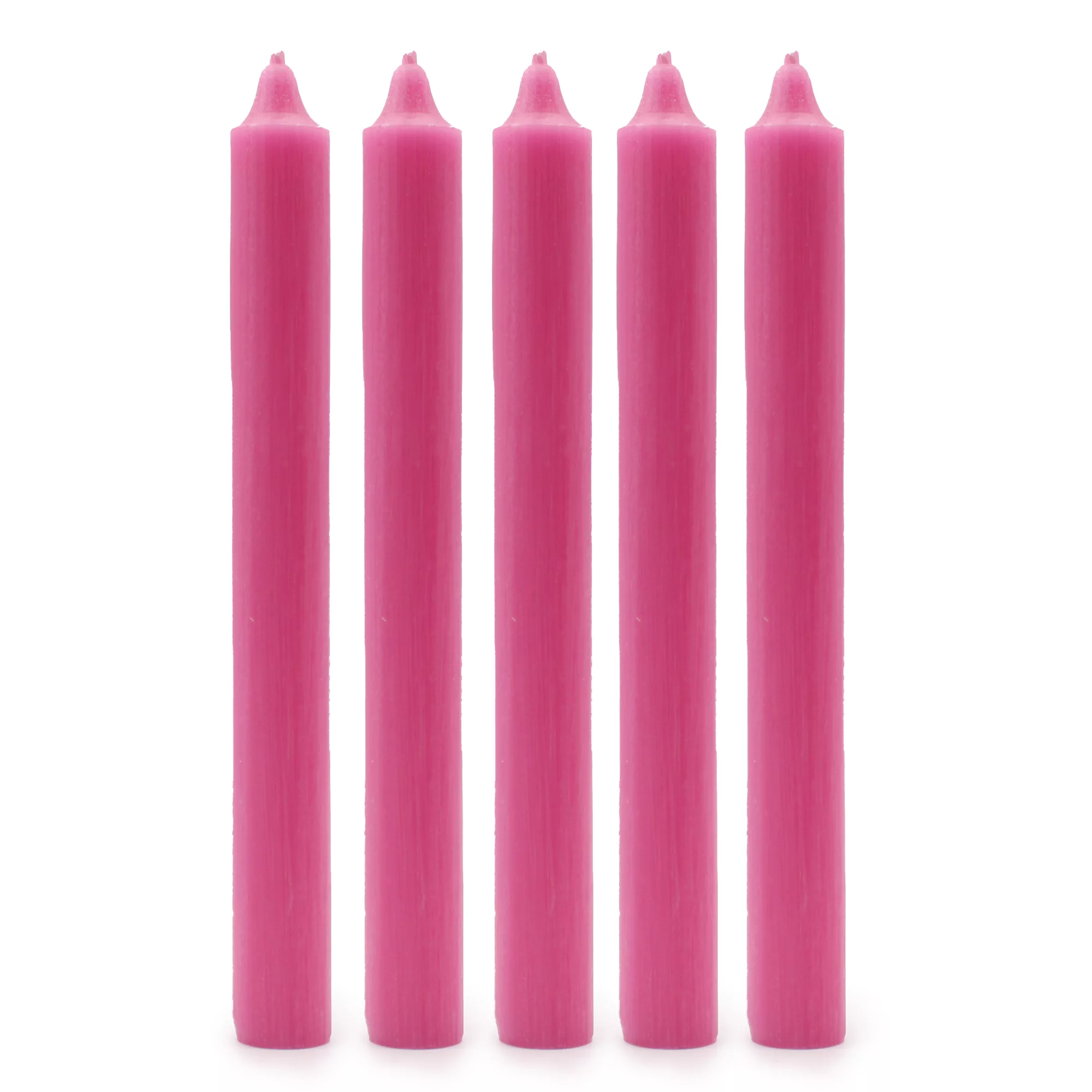 Solid Colour Dinner Candles – Rustic Deep Pink – Pack of 5