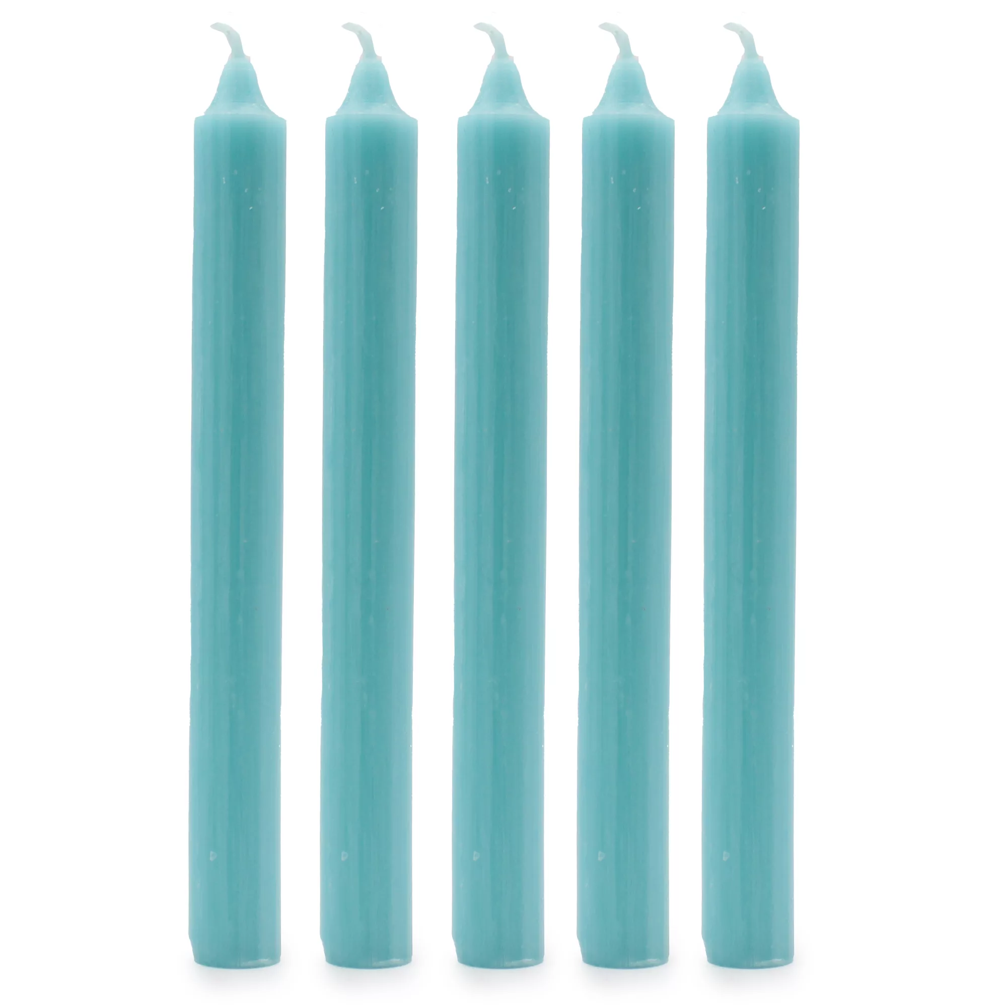 Solid Colour Dinner Candles – Rustic Aqua – Pack of 5