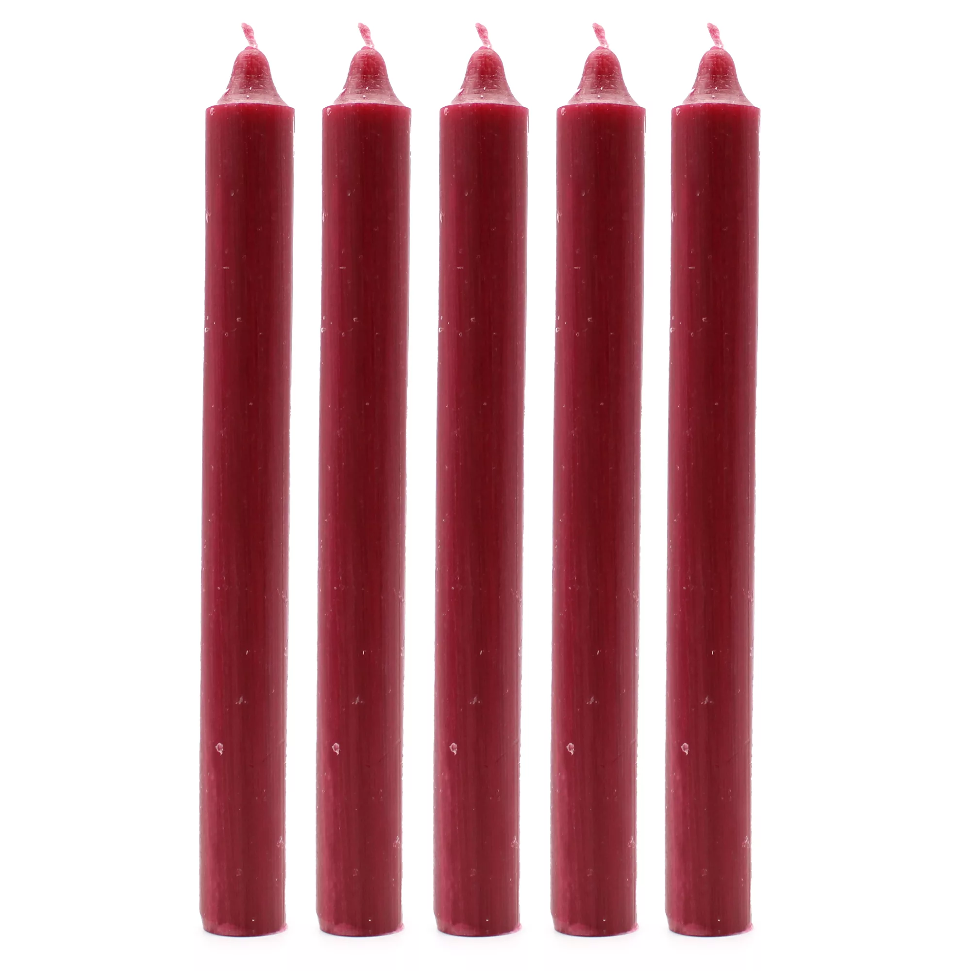 Solid Colour Dinner Candles – Rustic Burgandy – Pack of 5