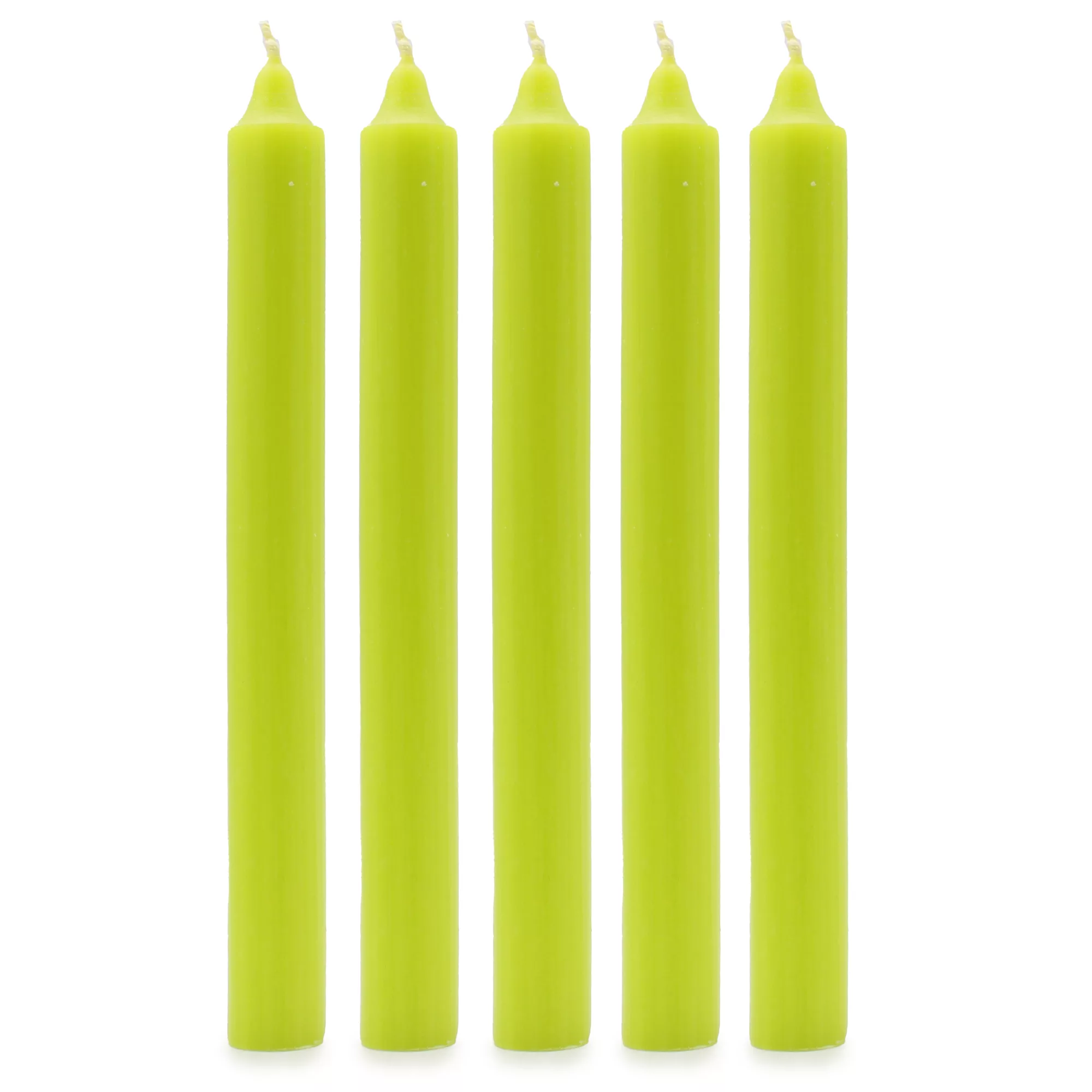 Solid Colour Dinner Candles – Rustic Lime Green – Pack of 5