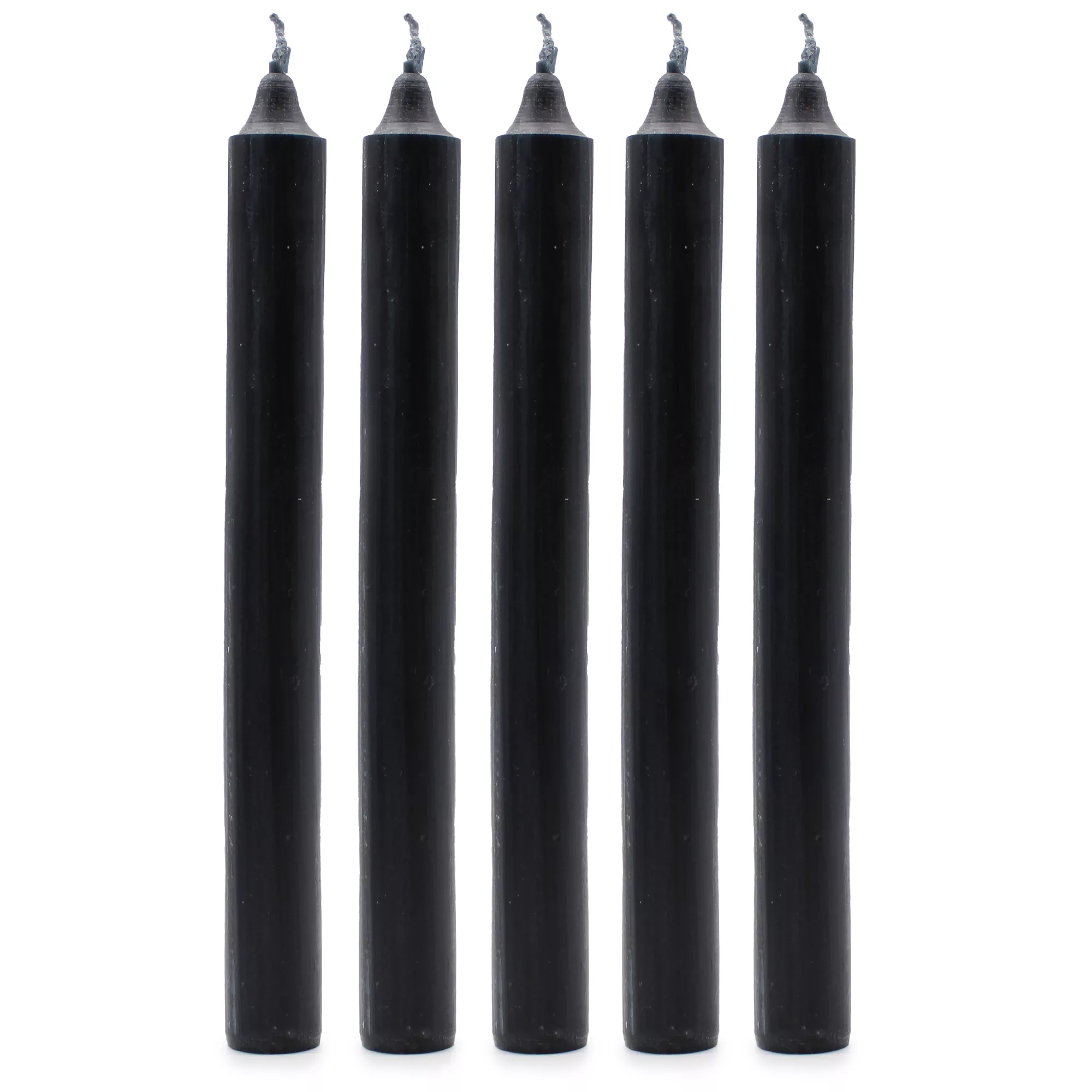 Solid Colour Dinner Candles – Rustic Black – Pack of 5