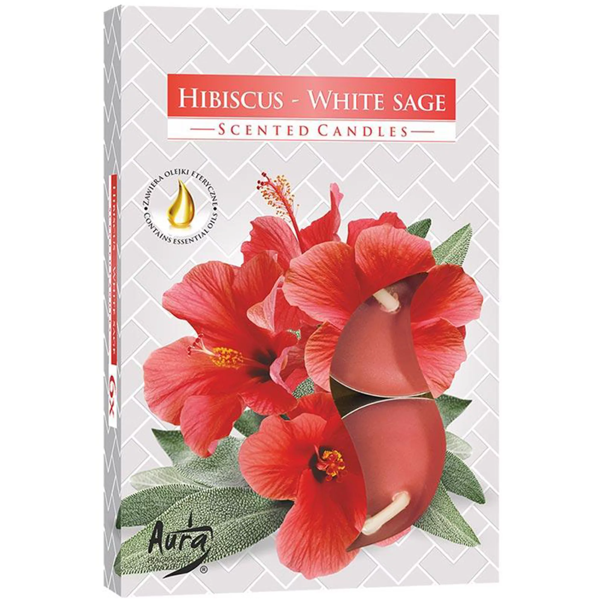 Set of 6 Scented Tealights – Hibiscus & White Sage