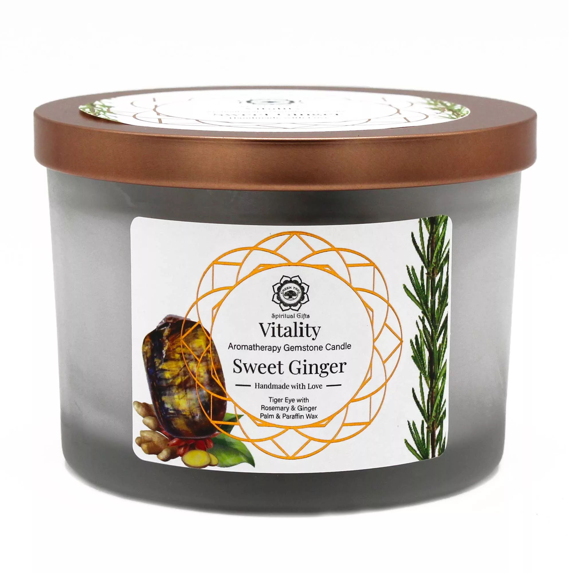 Sweet Ginger and Tiger Eye Gemstone Candle – Viality