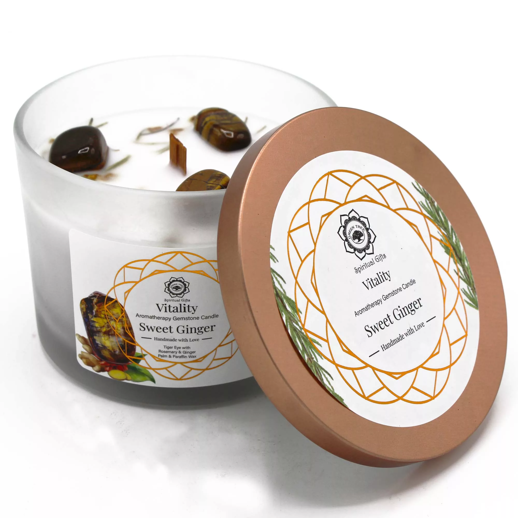 Sweet Ginger and Tiger Eye Gemstone Candle – Viality
