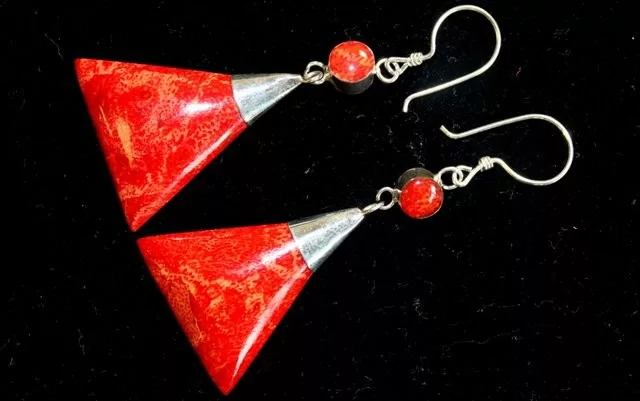 925 Silver Earrings – Triangle Double Drop