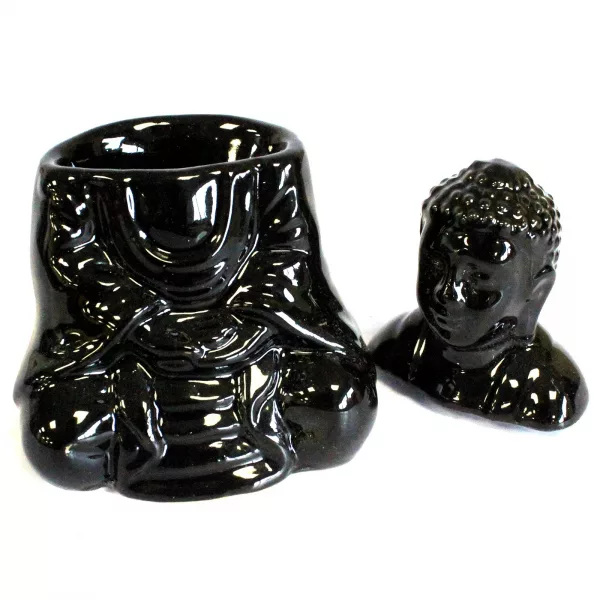 Sitting Buddha Oil Burner - Black - Image 3
