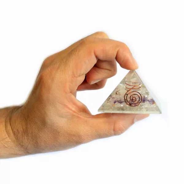 Med Orgonite Pyramid 55mm Gemchips and Copper - Image 2