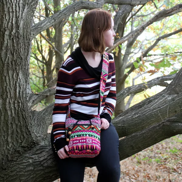 Jacquard Bag - Pink Sling Bag - Image 2