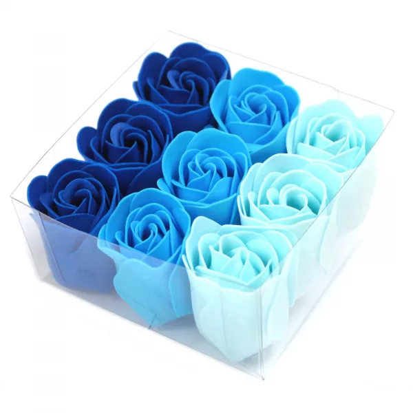 Set of 9 Soap Flowers - Blue Wedding Roses - Image 2