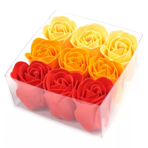 Set of 9 Soap Flower Box - Peach Roses - Image 2