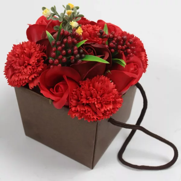Soap Flower Bouquet - Red Rose & Carnation - Image 2