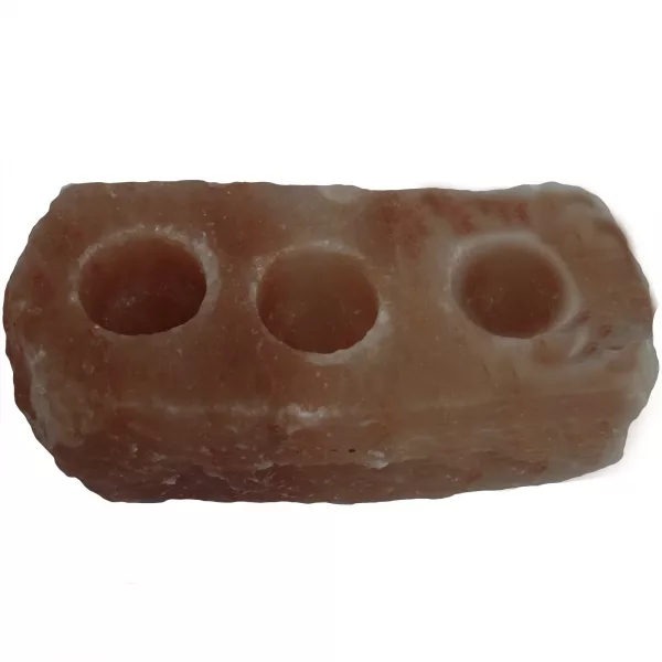Natural Salt Candle Holder - 3 holes - Image 2
