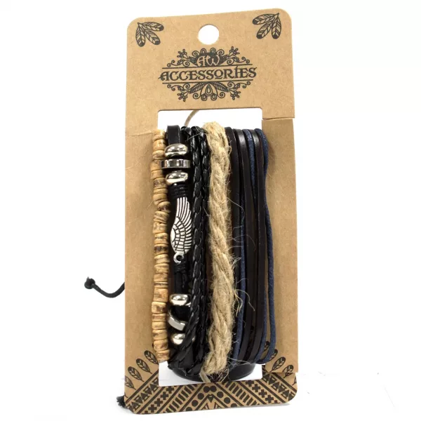 Mens Bracelet Sets - Metal & Leather (asst) - Image 2
