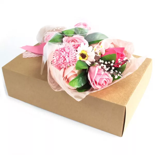 Boxed Hand Soap Flower Bouquet - Pink - Image 2