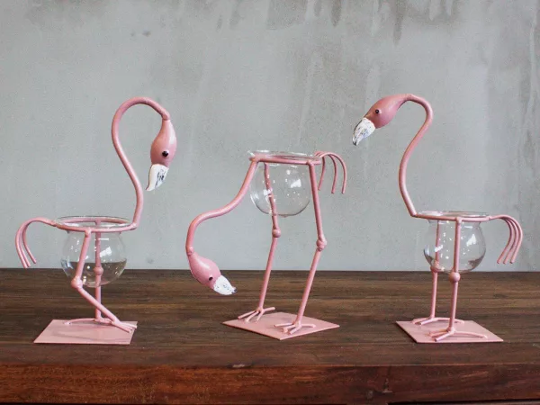 Hydroponic Home Décor - Pink Metal Flamingo Des 3 - Image 4