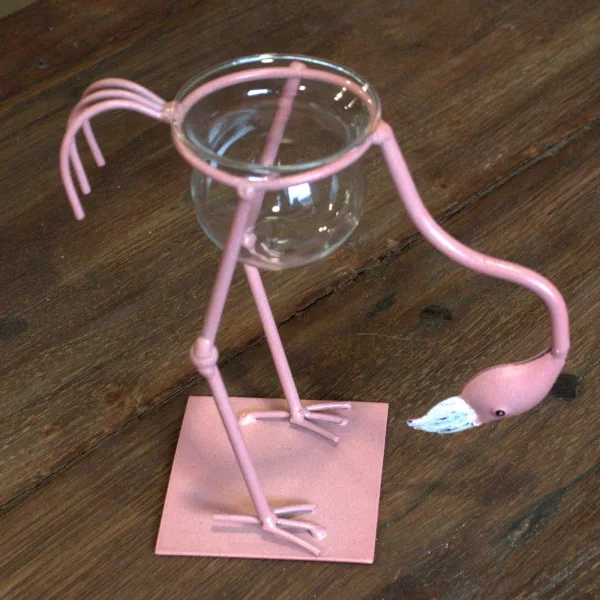 Hydroponic Home Décor - Pink Metal Flamingo Des 3 - Image 2