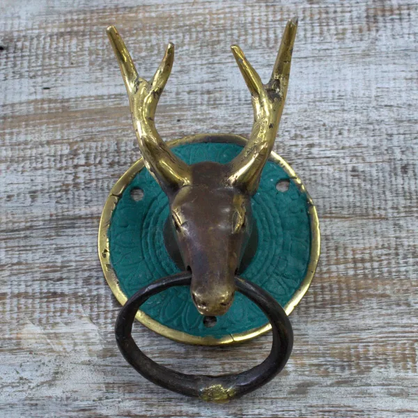 Brass Door Knocker - Stags Head - Image 2