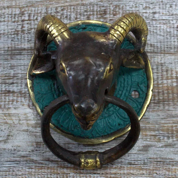 Brass Door Knocker - Rams Head - Image 2