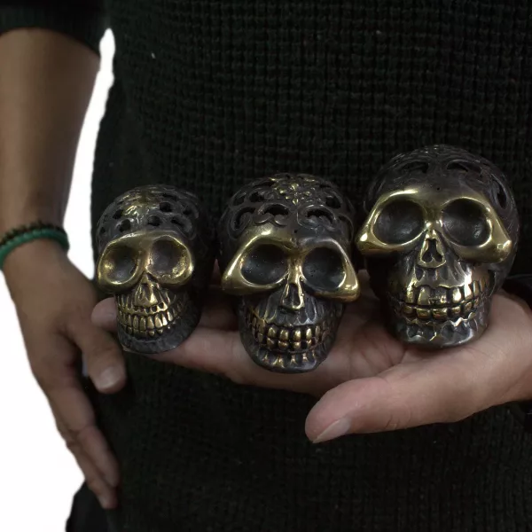 Vintage Brass Skull - Small - Image 3