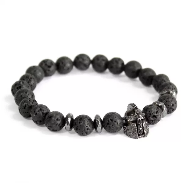 Knight\'s Helmet / Lava Stone - Gemstone Bracelet