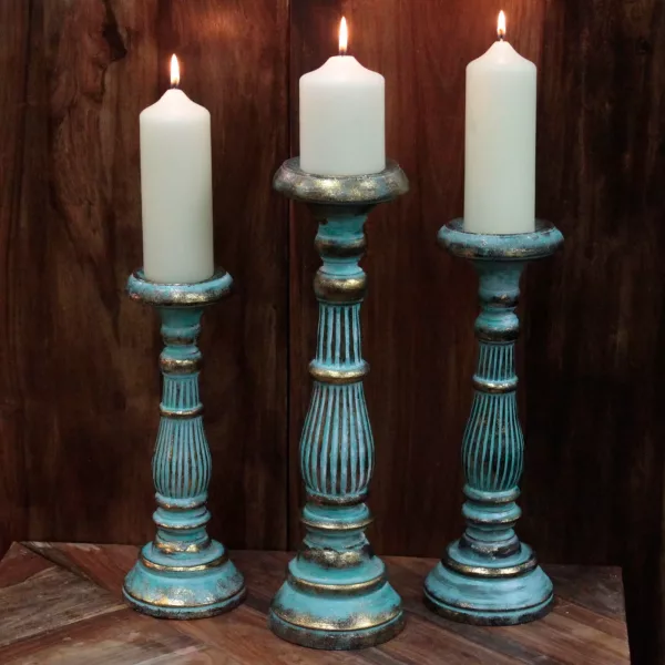 Medium Candle Stand - Turquois Gold - Image 4