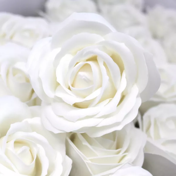 Craft Soap Flowers - Lrg Rose - White - Image 2