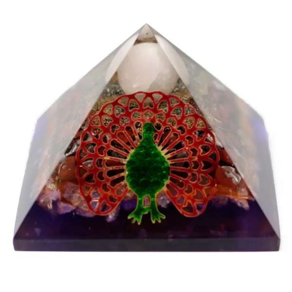 Lrg Organite Pyramid 80mm - Peacock