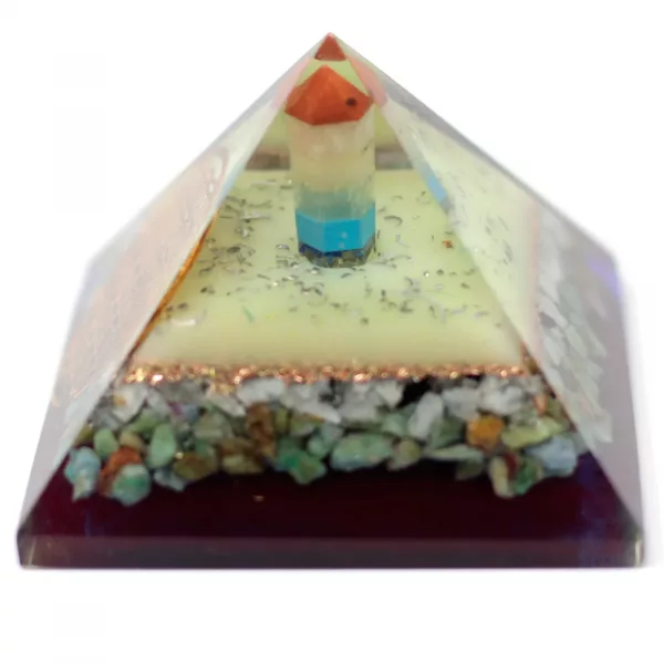 Lrg Organite Pyramid 80mm - Flower of life symbol - Image 3