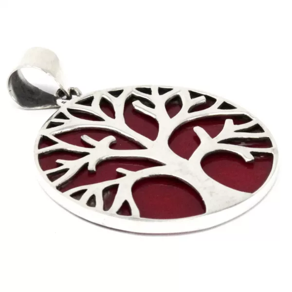 Tree of Life Silver Pendant 30mm - Coral Effect - Image 3