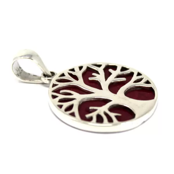 Tree of Life Silver Pendant 22mm - Coral Effect - Image 3