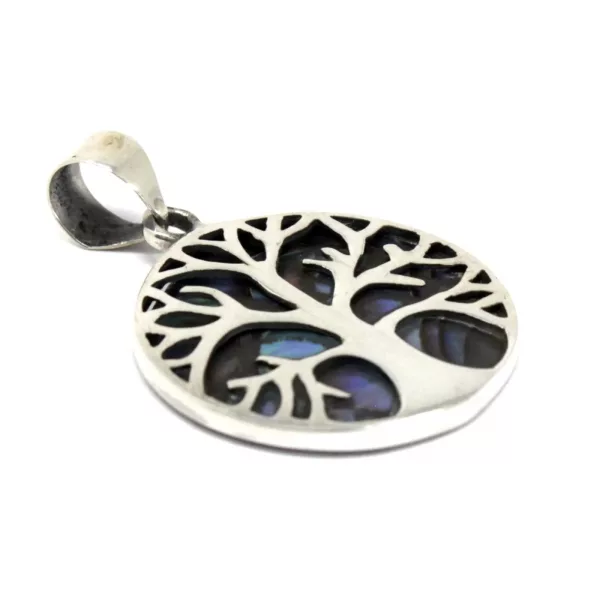 Tree of Life Silver Pendant 22mm - Abalone - Image 3