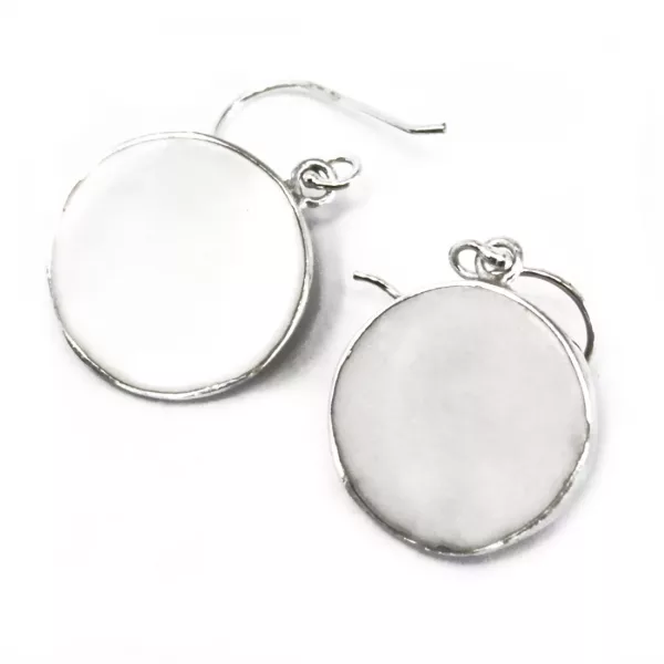 Tree of Life Silver Earrings 15mm - Mother of Pearl - Image 2