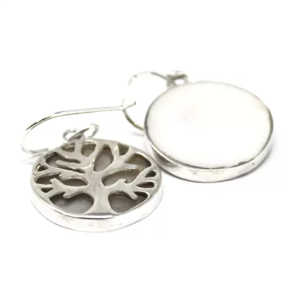 Tree of Life Silver Earrings 15mm - Mother of Pearl - Image 3