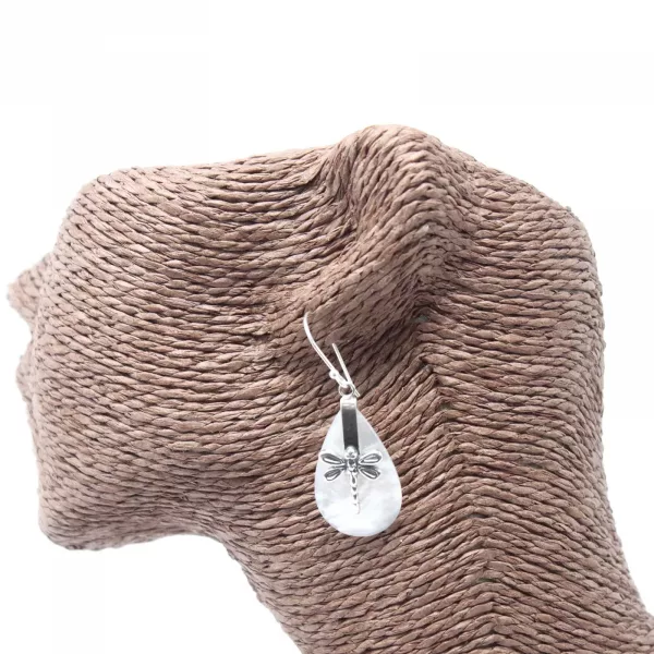 Shell & Silver Earrings - Dragonflies - MOP - Image 3