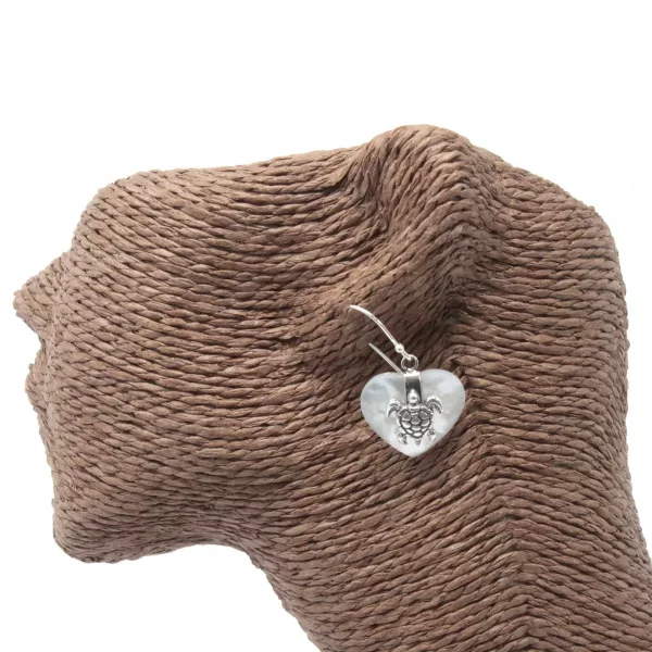 Shell & Silver Earrings - Sea Turtle - MOP - Image 3