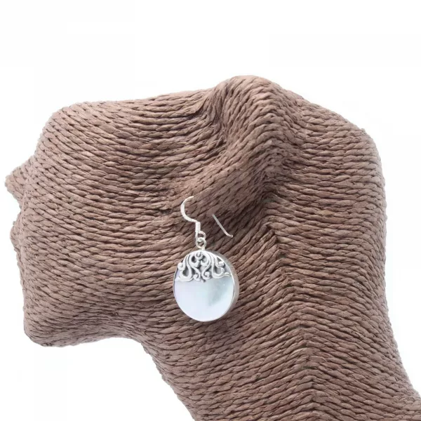 Shell & Silver Earrings - Classic Disc - MOP - Image 3