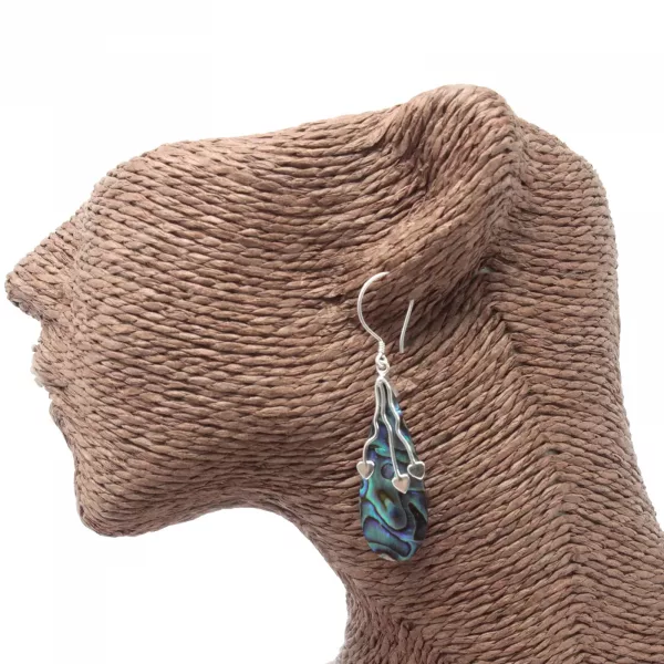 Shell & Silver Earrings - Three Hearts - Abalone - Image 3