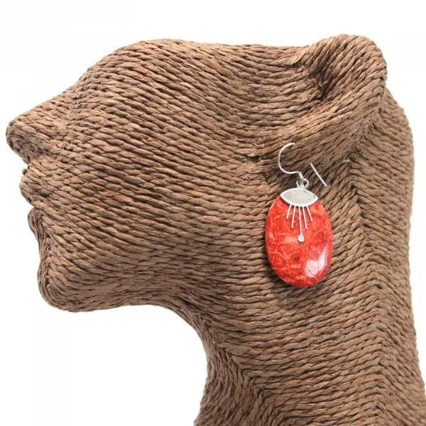 925 Silver Earrings - Oval Décor - Image 3
