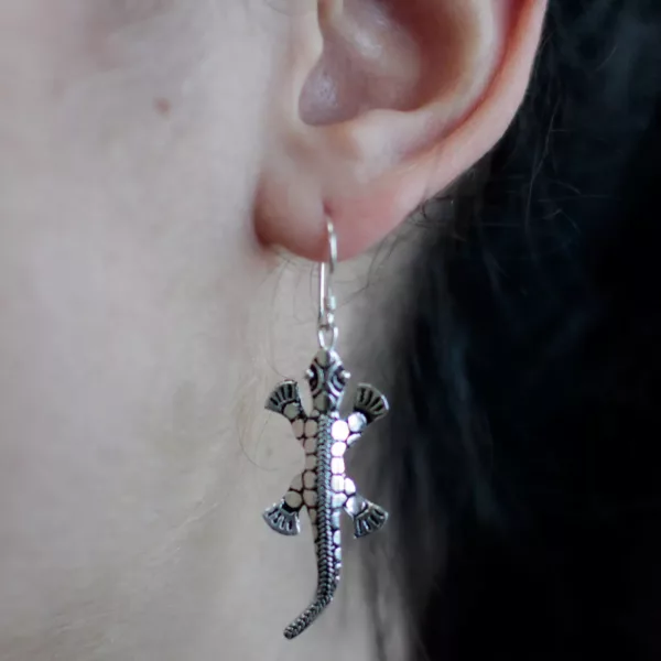 Silver Earrings - Lizards - Image 4