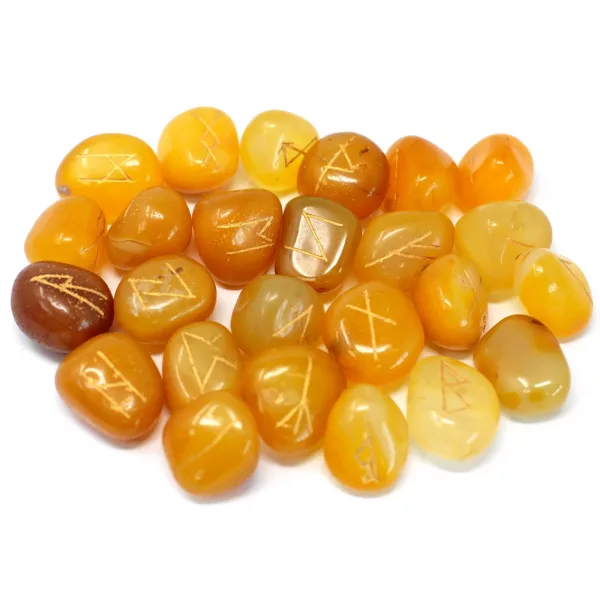 Runes Stone Set in Pouch- Yellow Onyx - Image 2
