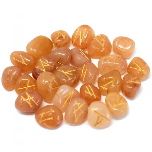 Runes Stone Set in Pouch- Yellow Aventurine - Image 2