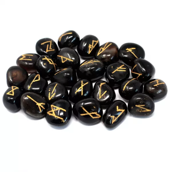 Runes Stone Set in Pouch - Black Onyx - Image 2