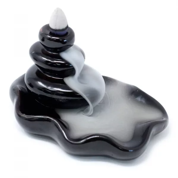 Back Flow Incense Burner - Large Pebbles into Pool - Image 2